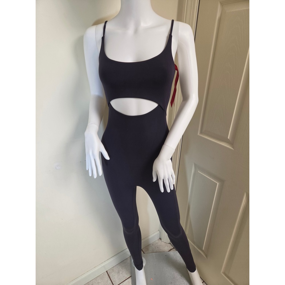 Left On Friday Womens Black Cutout Activewear Bodysuit Jumpsuit Size S Small